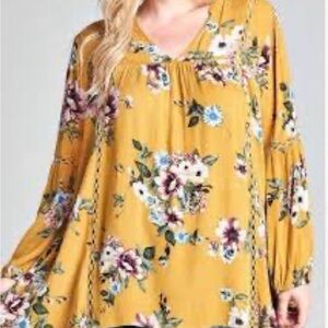 ODDY Yellow Floral Tunic Top